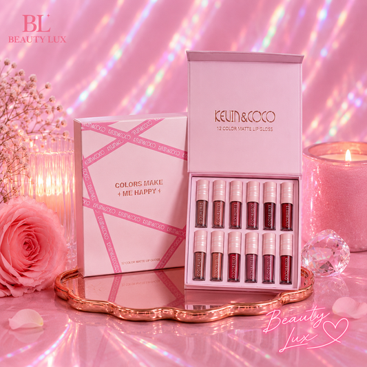 Coffret de Gloss Kevin & Coco – 12 Cores Matte 💖✨
