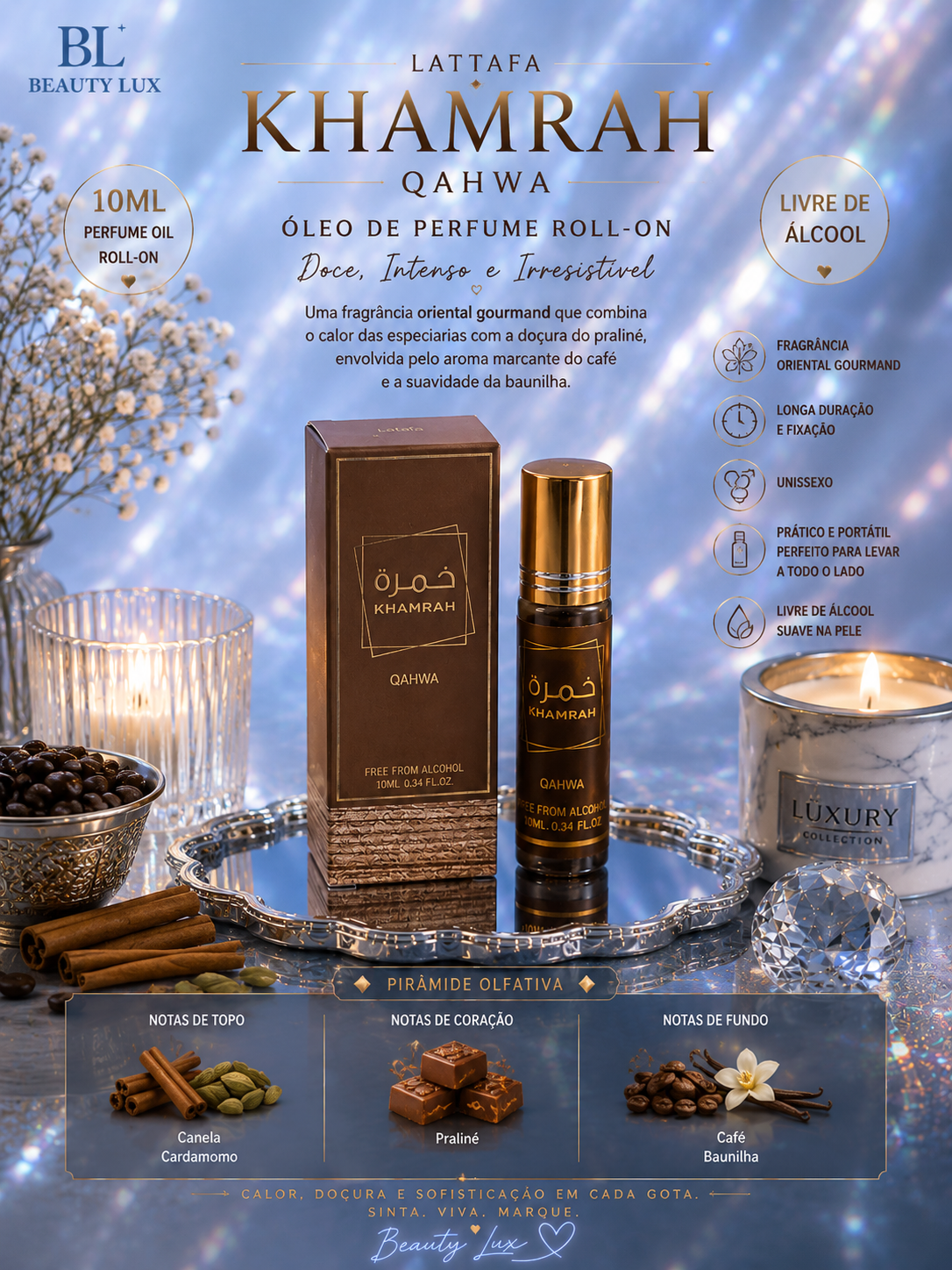 Perfume em Roll On 10 ML Khamrah Qahwa Lattafa