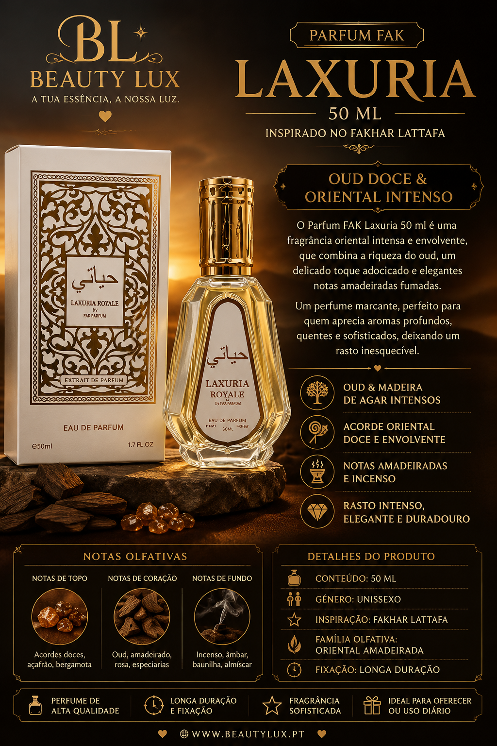 Perfume 50 ML inspiração Fakhar Lattafa