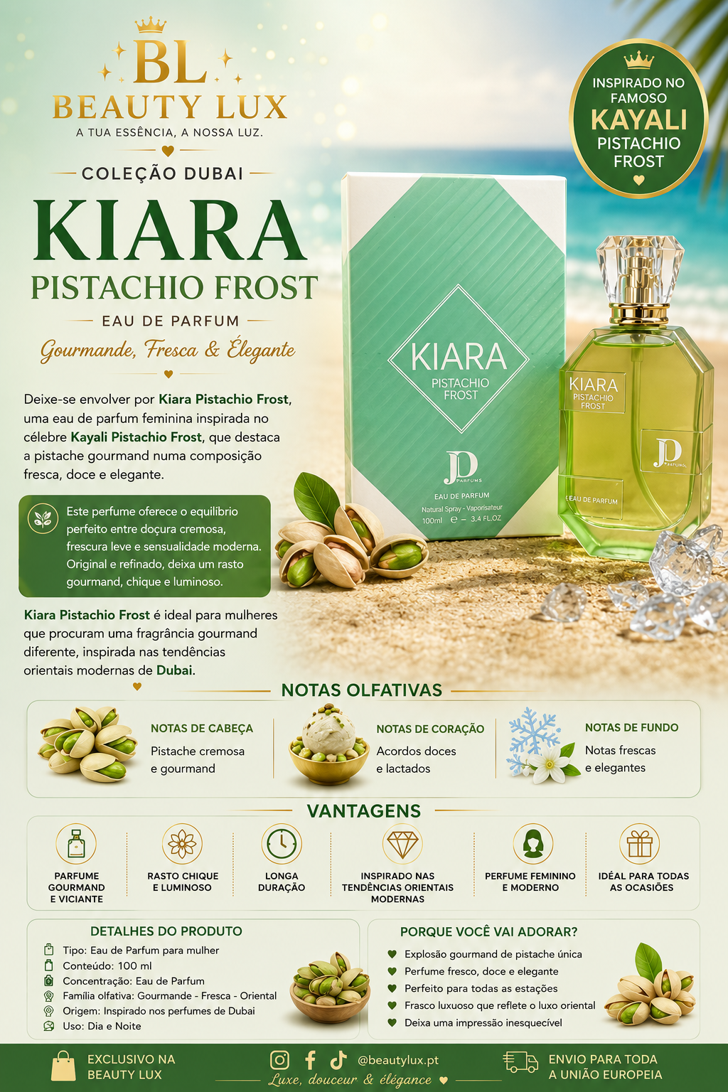 Perfume Kiara inspiração Kayali Pistachio