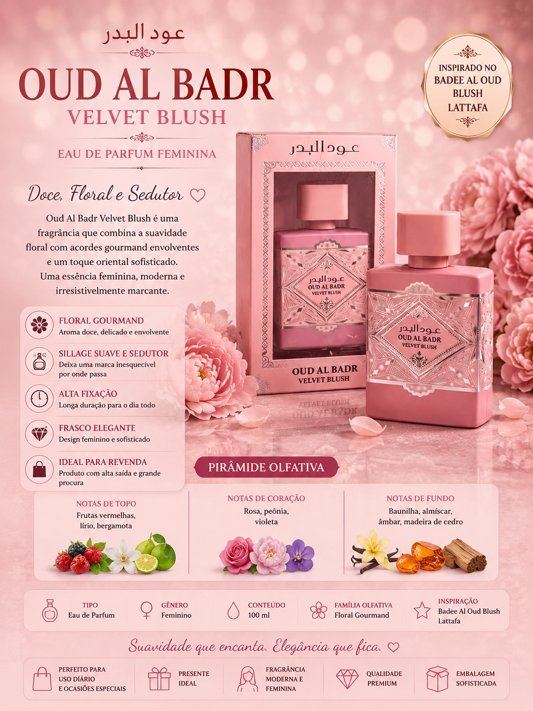 Eau de Parfum Oud Al Badr Velvet Blush 100ml