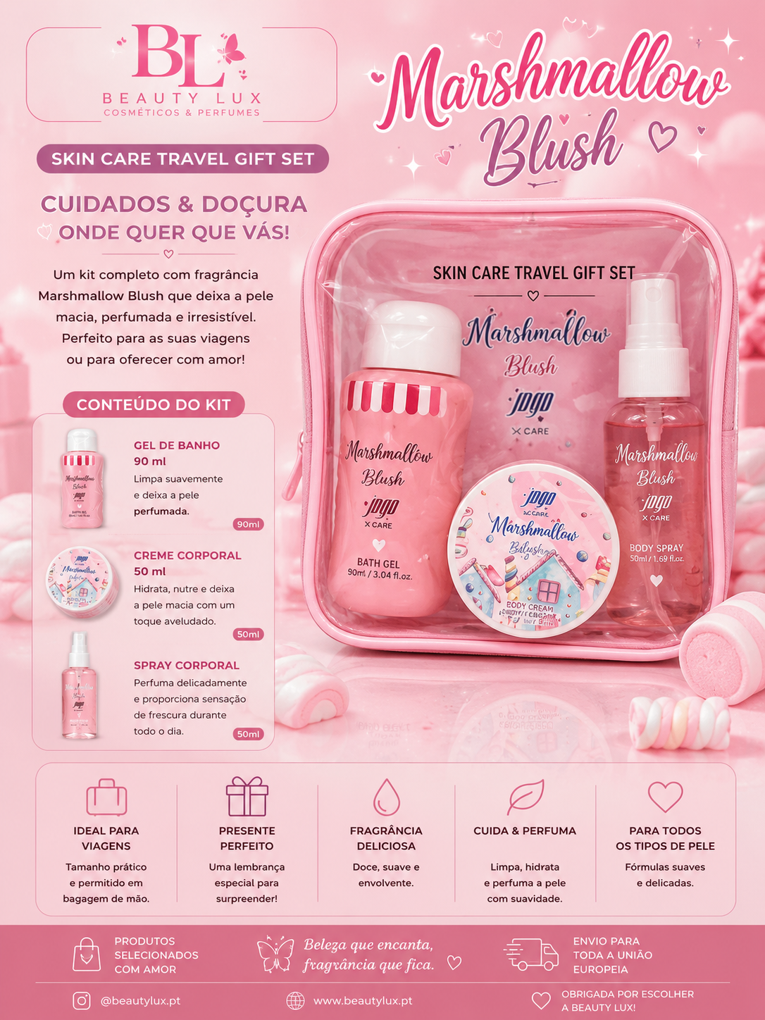 Kit Marshmalow Blush 3 peças
