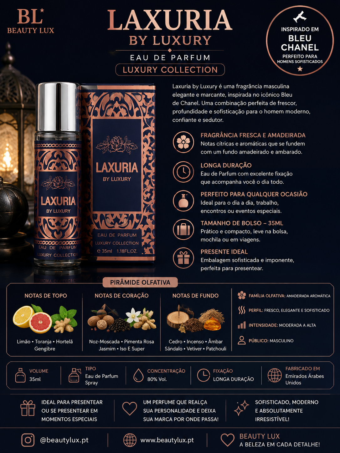 Perfume 35 ML Dupe Bleu Chanel