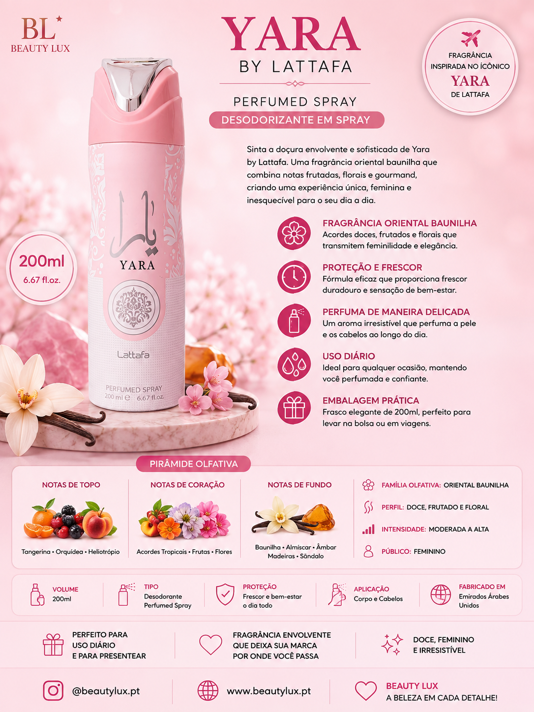 Deo em Spray Yara Lattafa