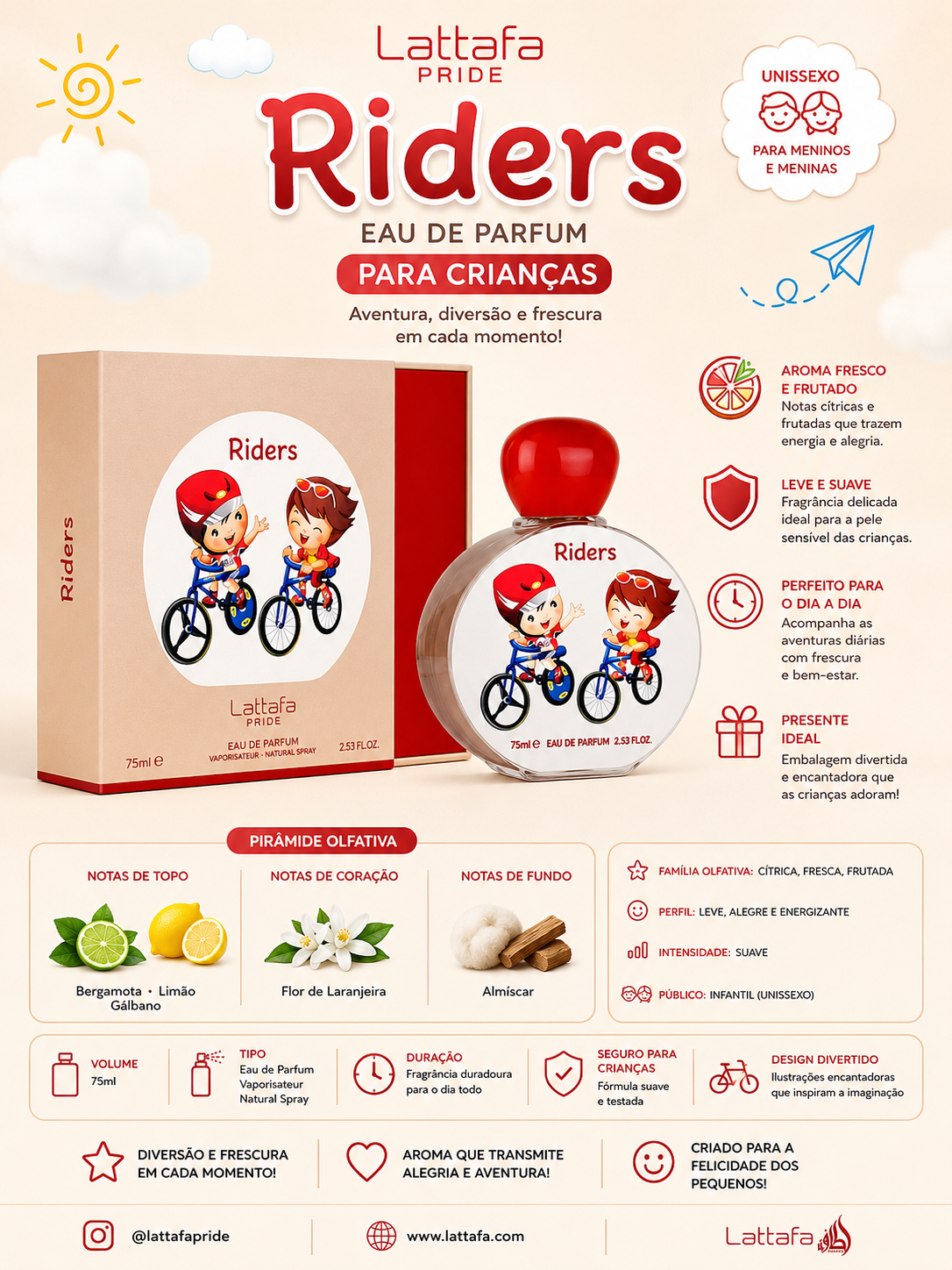 Perfume criança Riders 75 ML Lattafa