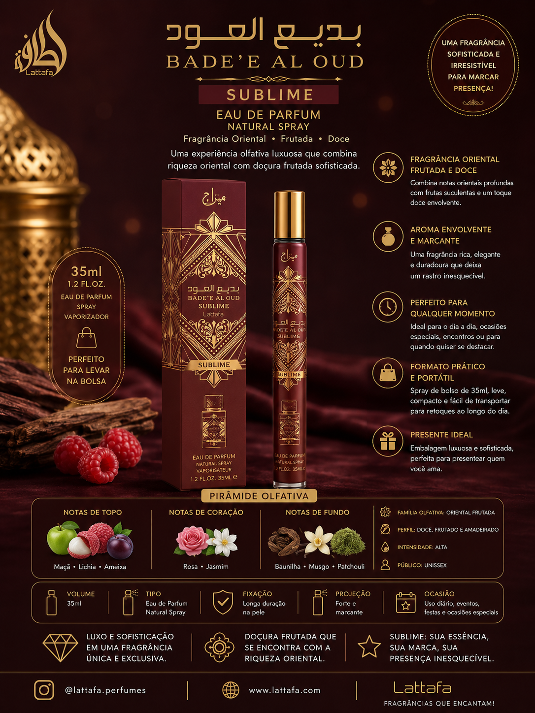 Perfume 35ML Badee al Oud Sublime Lattafa