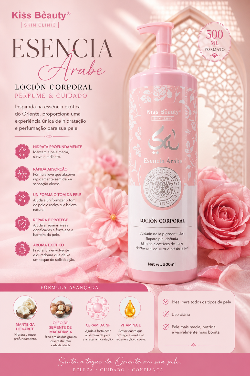 Loção Corporal kiss Beauty Yara  500 ML