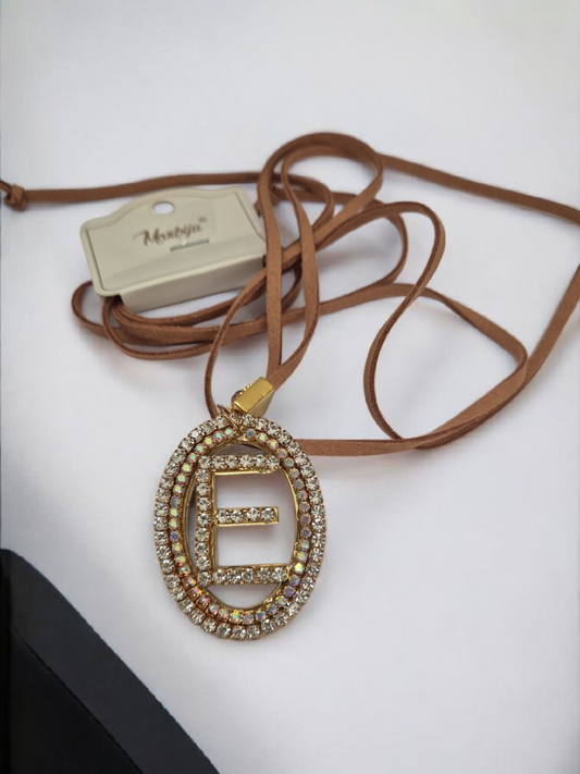 Collier acier inoxydable lettre E
